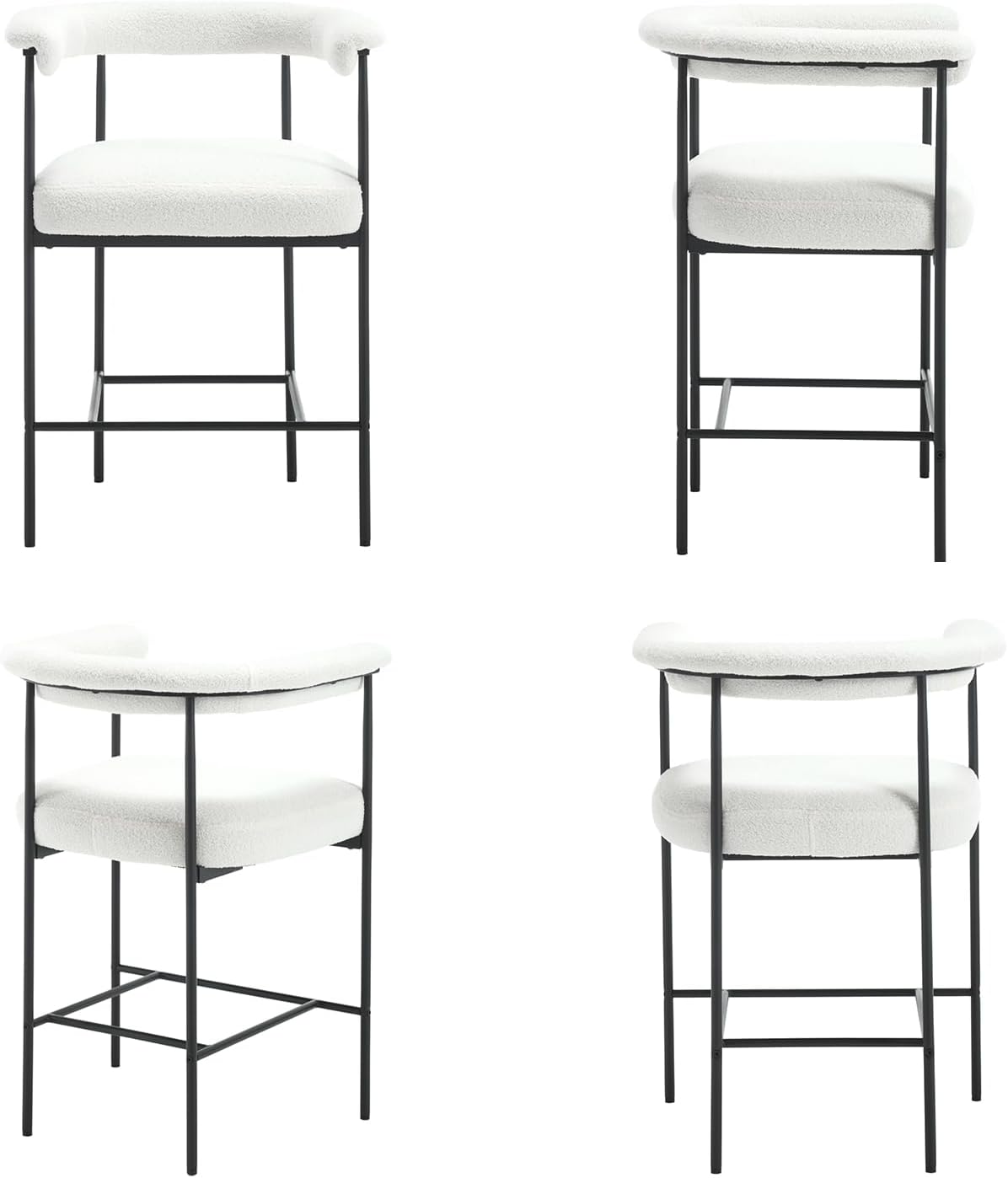Modern Barrel Bar Stools Set of 2, 26" Counter Height Stools with Arms