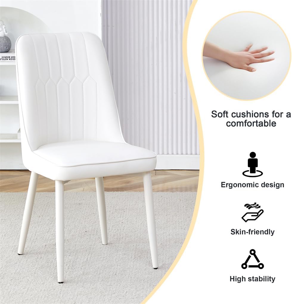 42'' Round Dining Table Set for 4, White Dining Table Set for Small Space