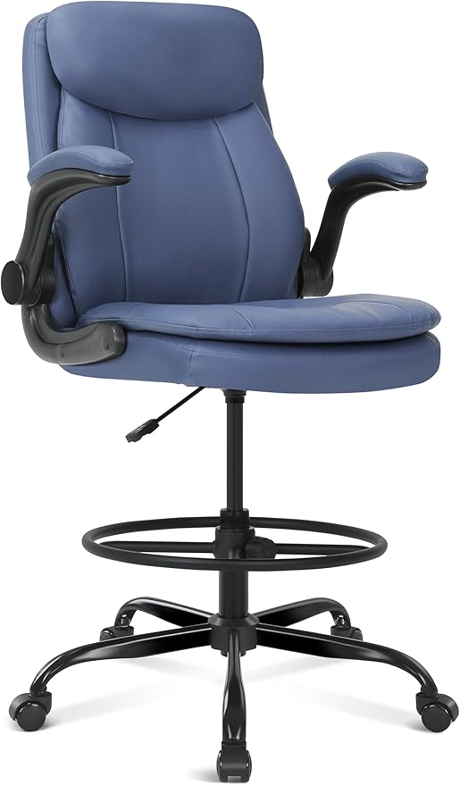 Tall Office Chair, Drafting Chair for Standing Desk, High Desk Chair with Adjustable Height and Flip-up Arm