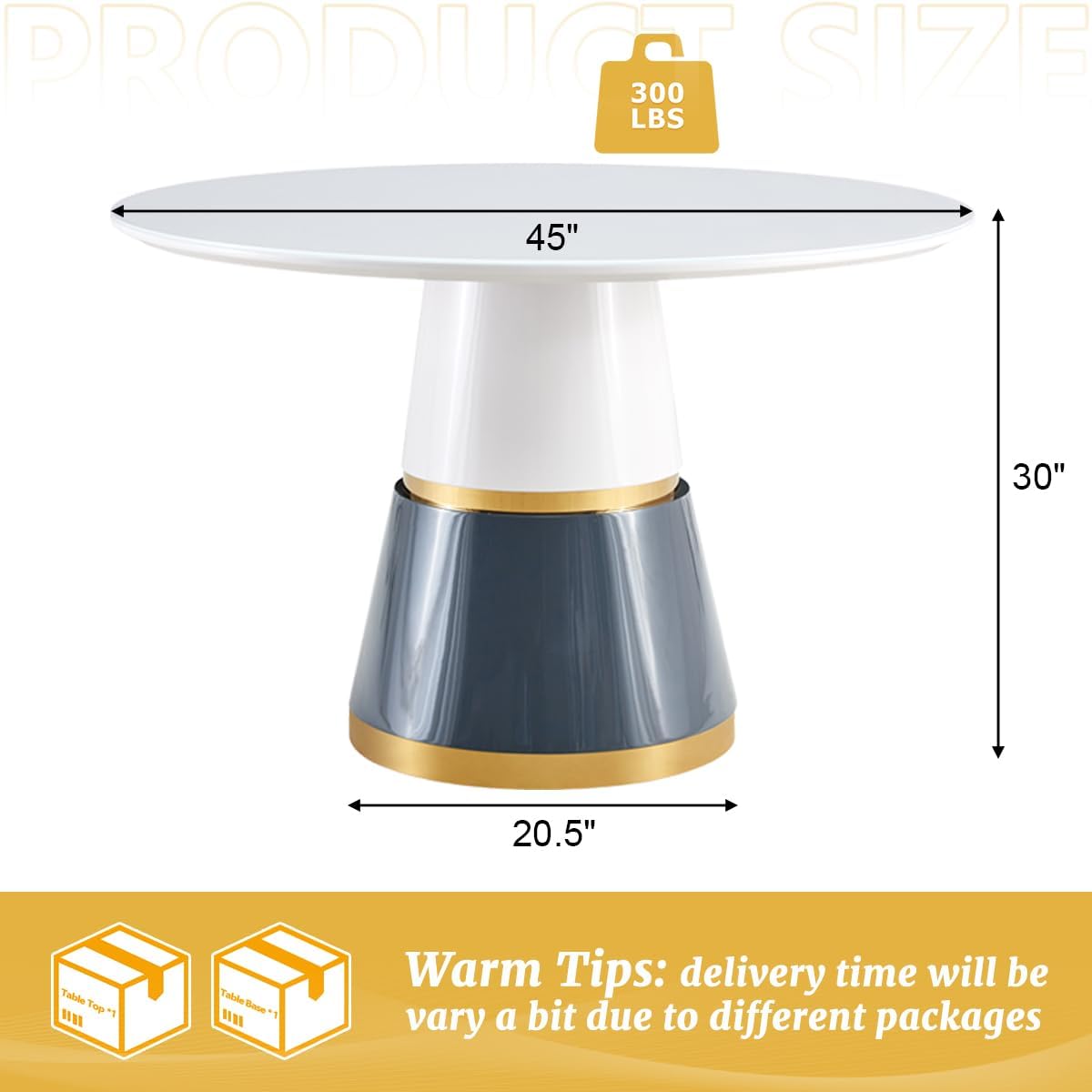 45" White Dining Room Table, Breakfast Nook Table