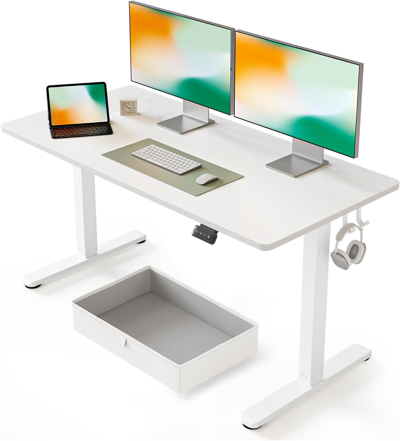 55 x 24 Inches Standing Desk with Drawer, Adjustable Height Electric Stand up Desk with Storage