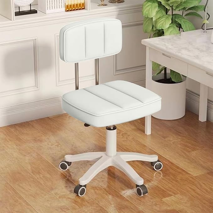 Adjustable Drafting Swivel Chair Home Office Chair Armless, Office Desk Chair Round Rolling Stool with Back