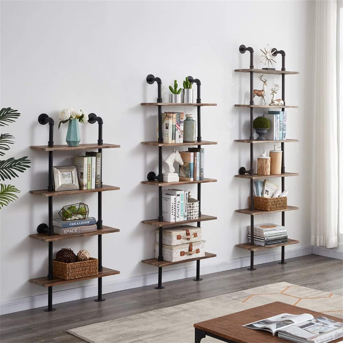 5-Tier Industrial Pipe Bookshelf