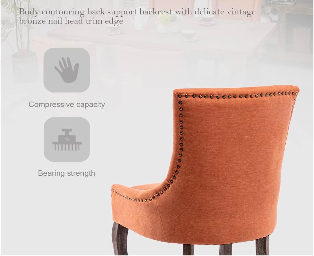 Upholstered Dining Chairs Set of 2, Fabric Side Chairs with Solid Wood Legs