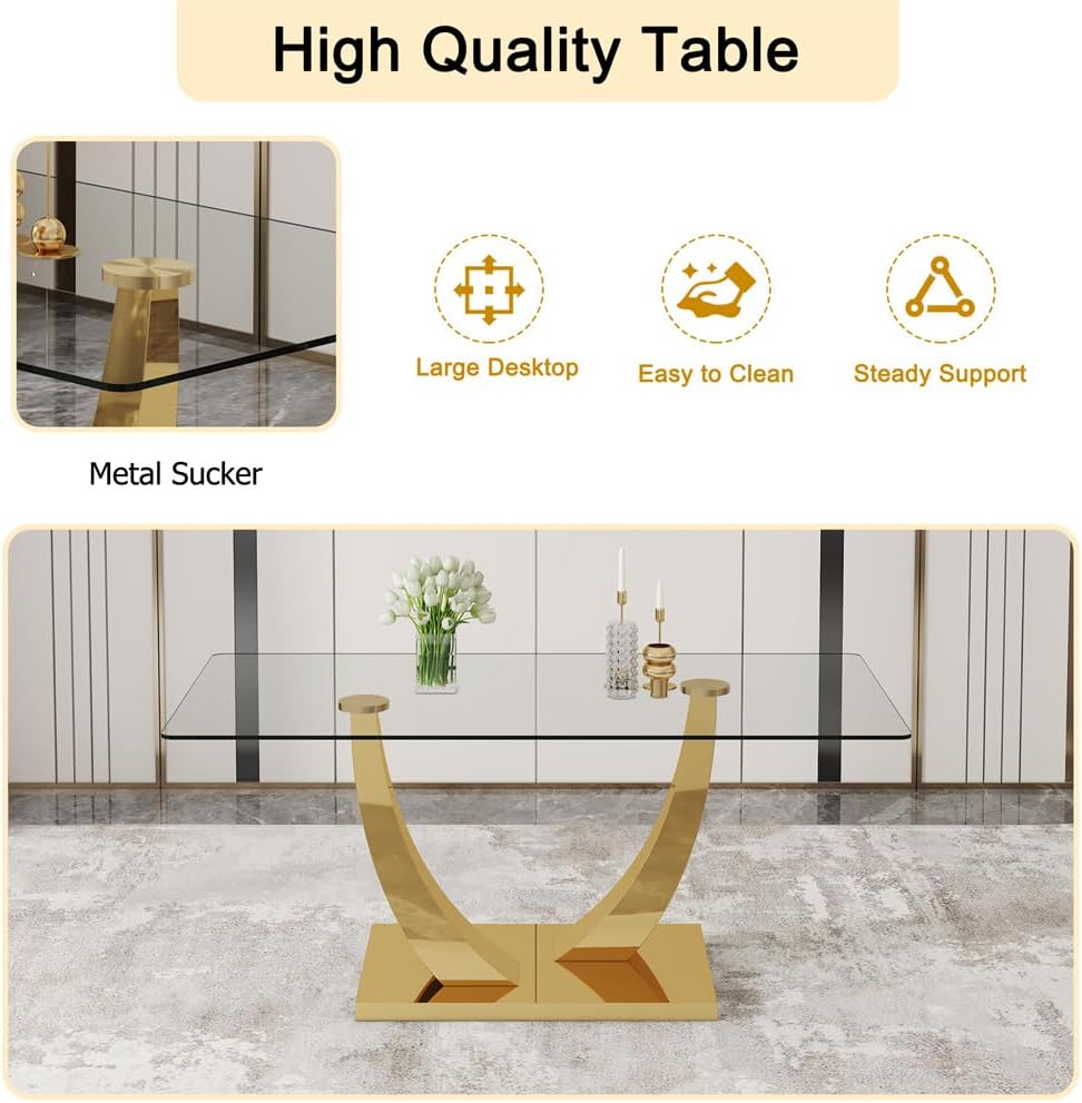 71'' Glass Dining Table Set for 8, Dining Table Set for 8, Dining Room Table Set for 8