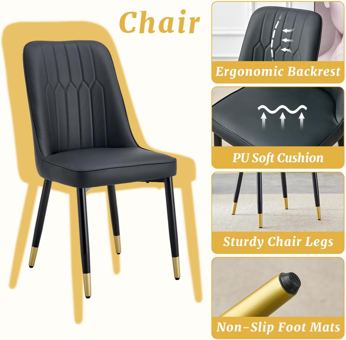 Round Dining Table Set for 4, 45'' White Round Dining Table Set 4