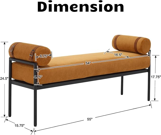 Modern Ottoman Bench, Chenille Upholstered Entryway Bench Bedroom Bench