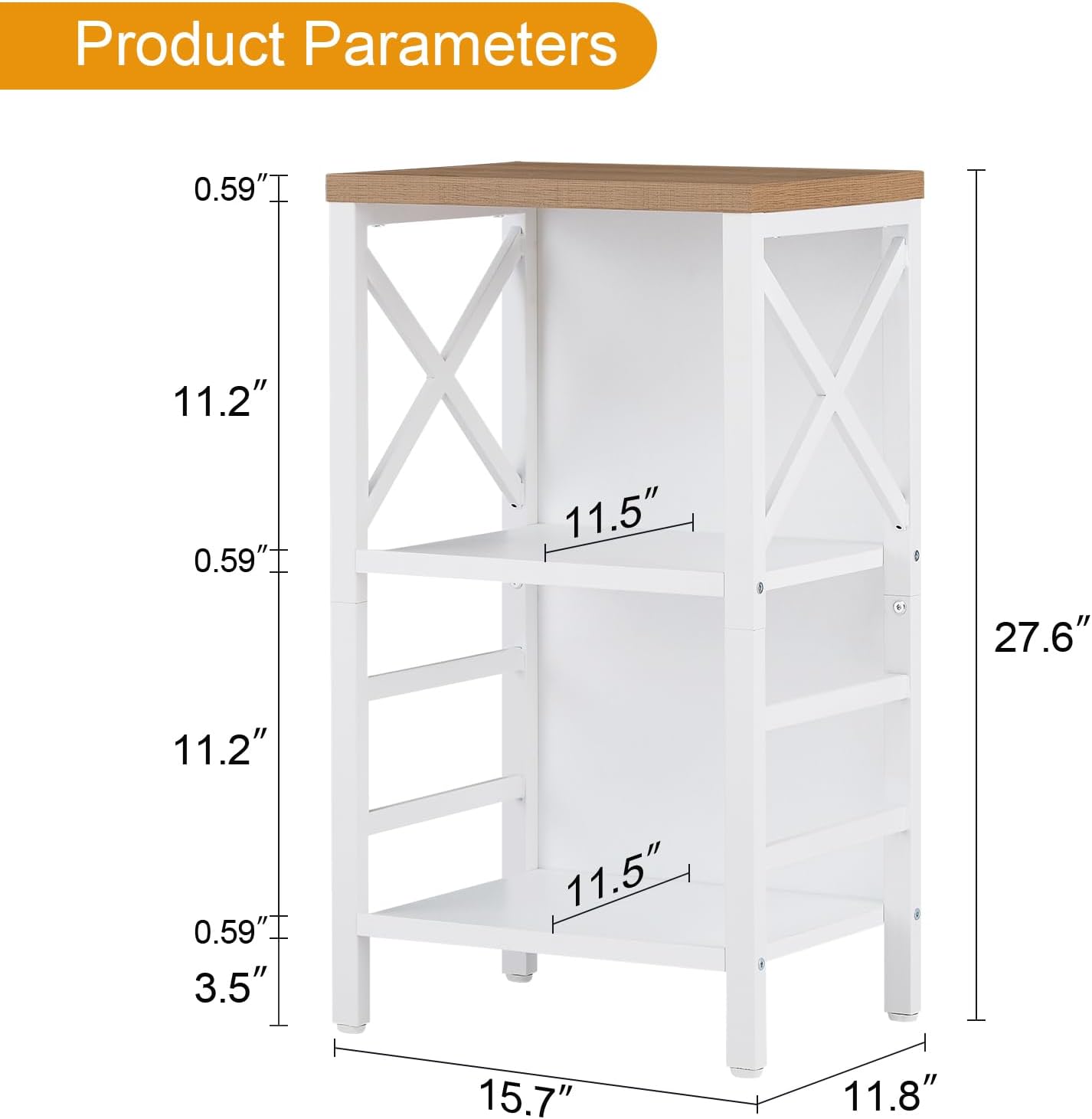 Small Bookcase,3 Tier Industrial Short Bookshelf with Metal Frame and Backboard,Low White Bookshelf
