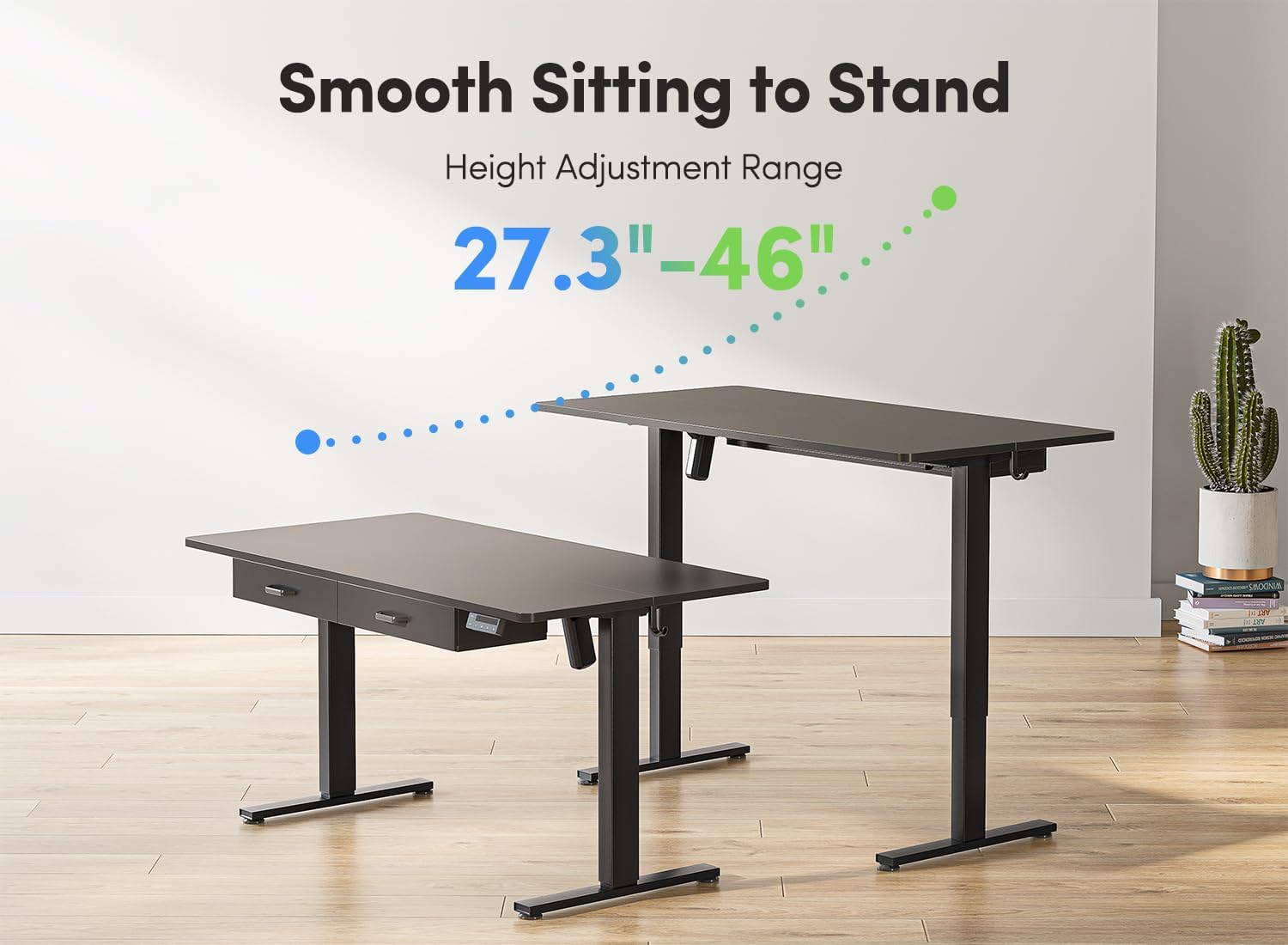 Adjustable Height Electric Standing Desk with Double Drawer