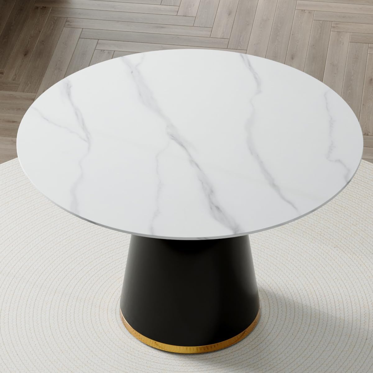 45" Round Dining Table, White Dining Table, Breakfast Nook Table