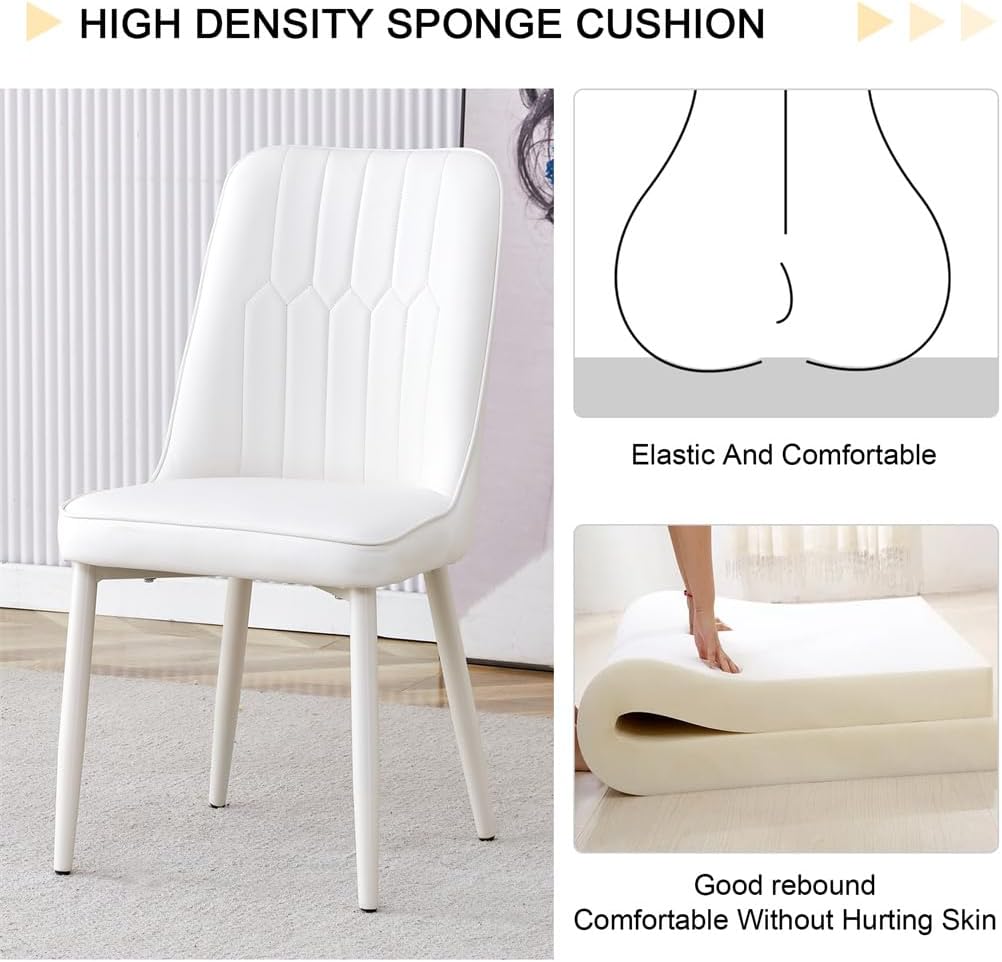 42'' Round Dining Table Set for 4, White Dining Table Set for Small Space