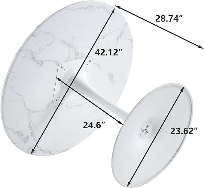 42" Round Dining Table with Faux Printed Marble Table Top