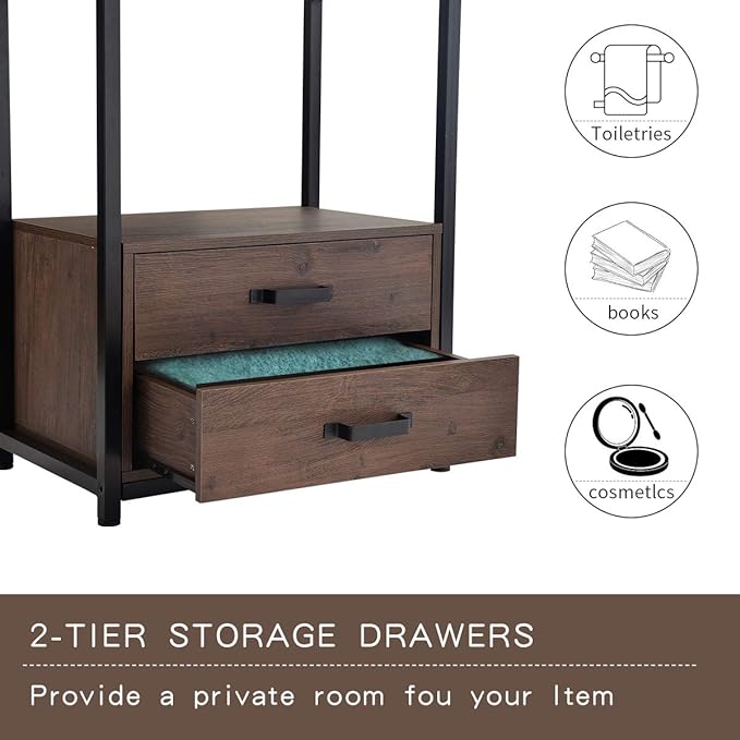 60" Tall Bookshelf with 2 Drawers