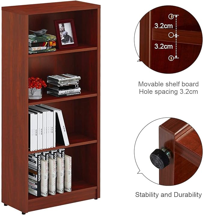 4 Shelf Wood Bookcase Freestanding Display Shelf