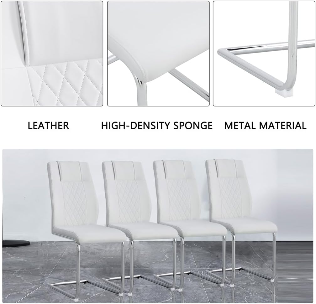 Dining Chairs Set of 4, Upholstered Diamond Grid Pattern Dining Chair