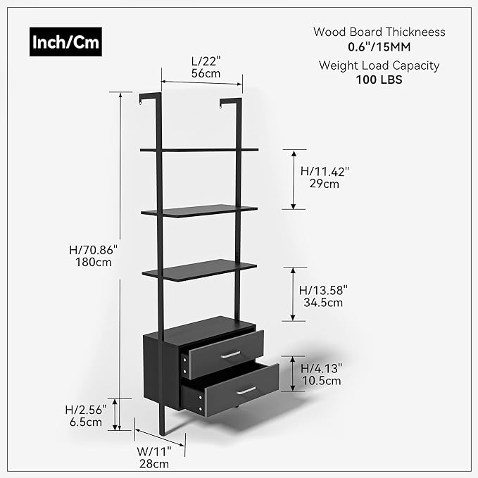 Ladder Bookcase, Vertical Open Space Shelf