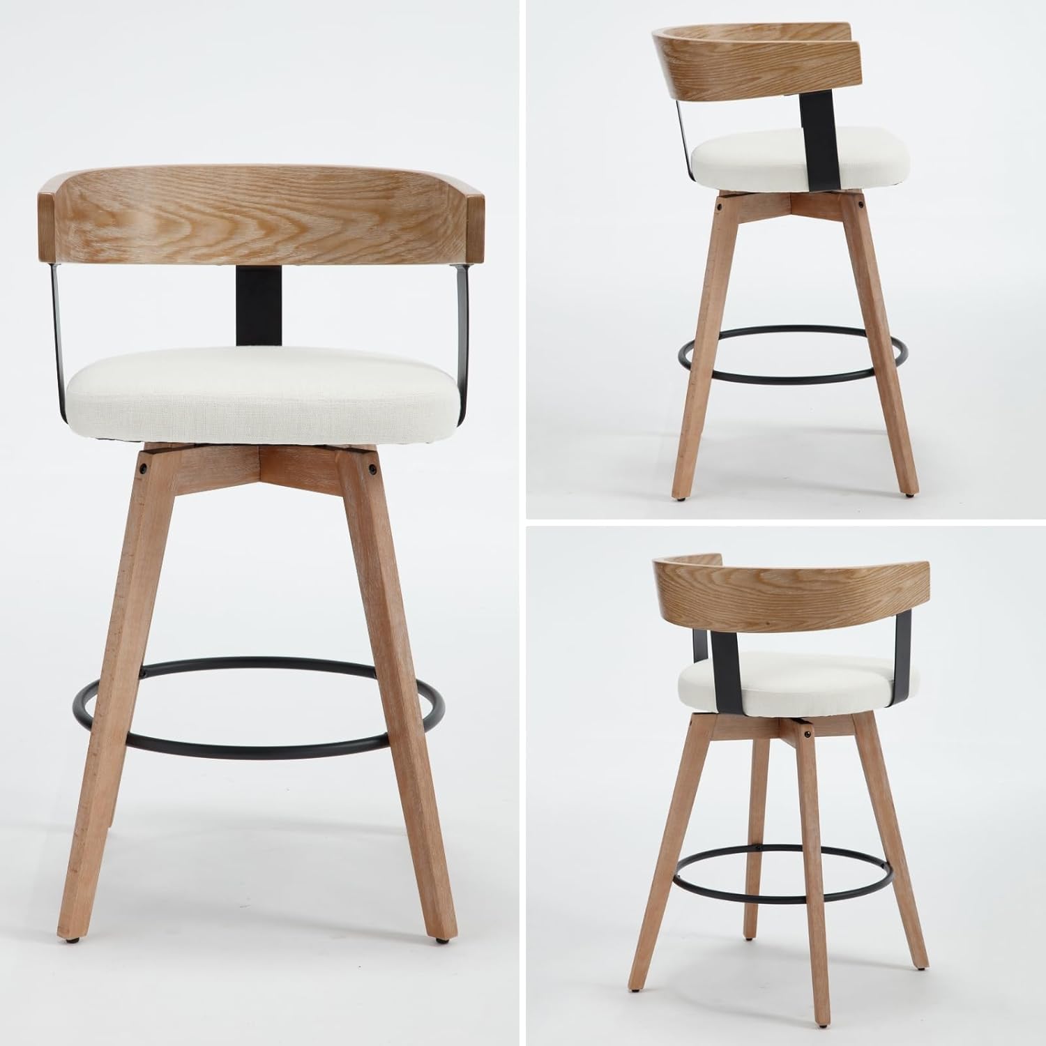 Swivel Bar Stools Set of 2-26" Counter Height Bar Stool with Footrest