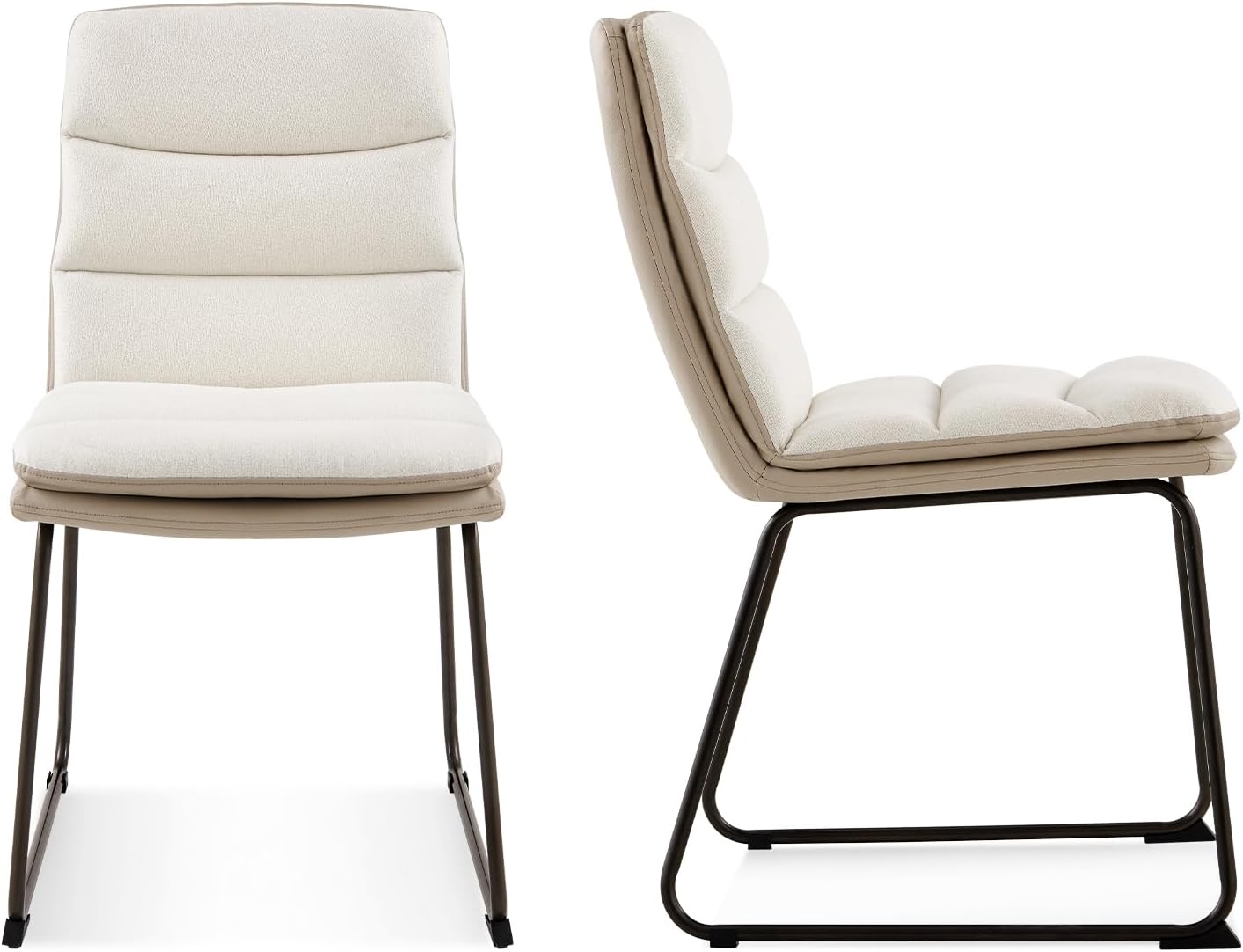 Dining Chairs Set of 2, Upholstered Modern Waffle Fabric Dining Room Chairs