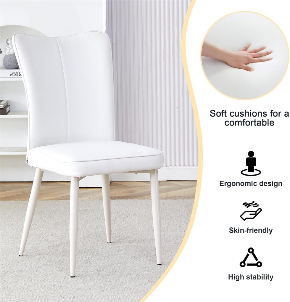 42'' White Round Dining Table Set for 4, Dining Room Table Set for 4