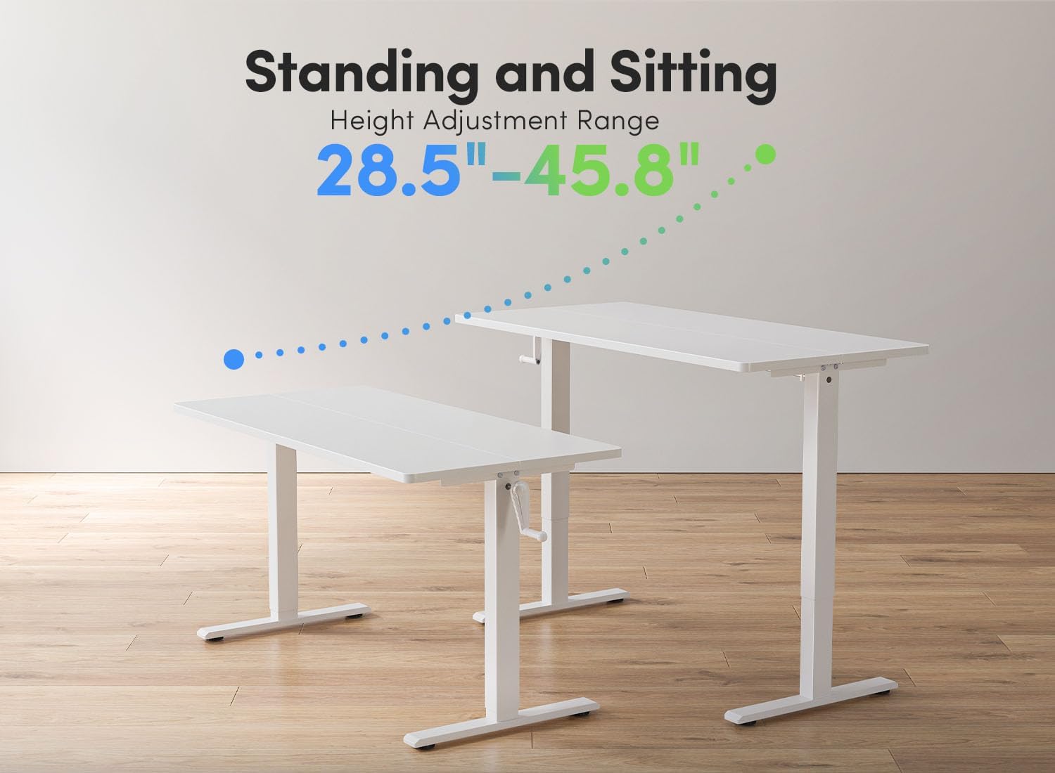 Crank Height Adjustable Desk, 40 Inches Manual Standing Desk, Writing Table with Handle