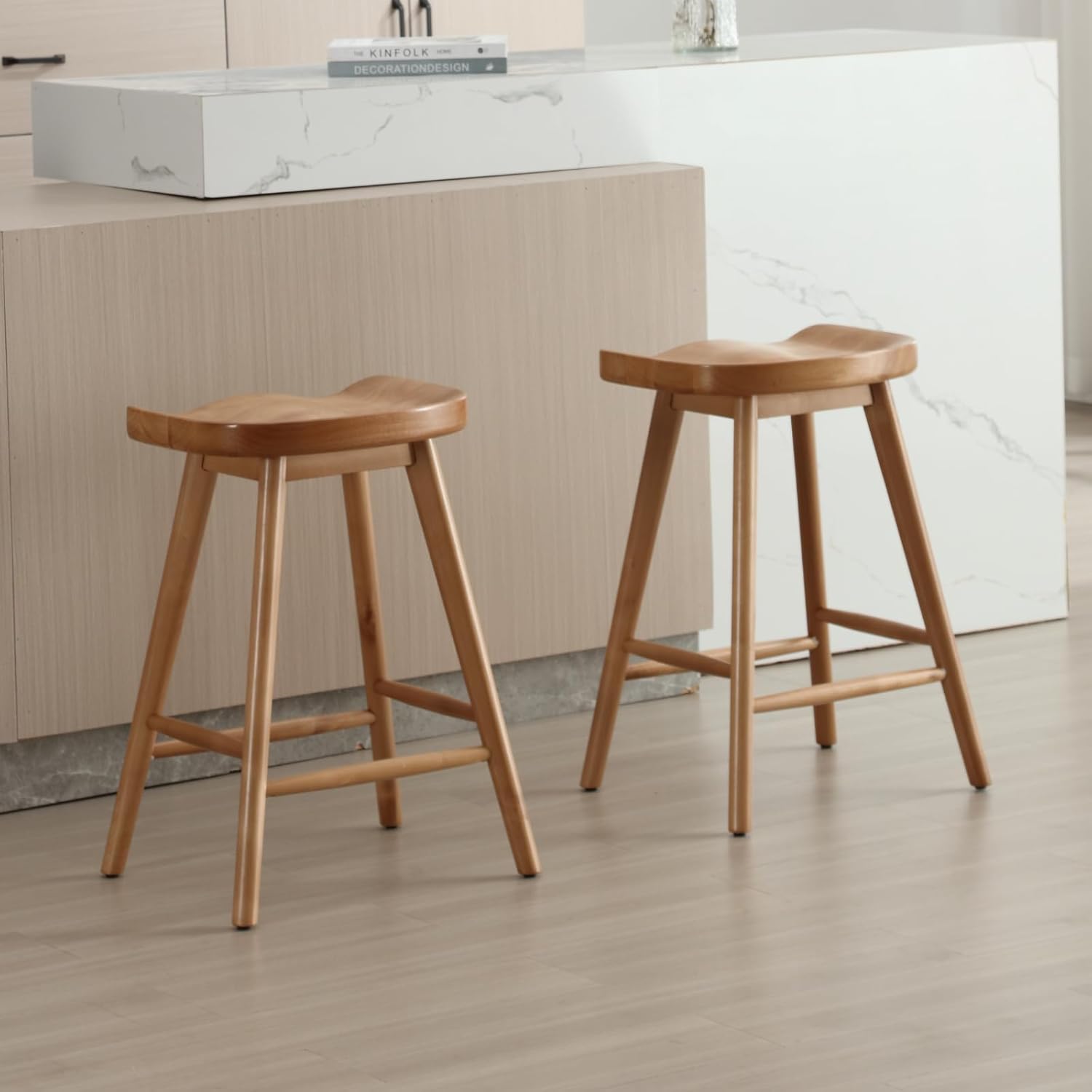 Backless Counter Stools Set of 2, Modern 24.25" Seat Height Low Bar Chairs
