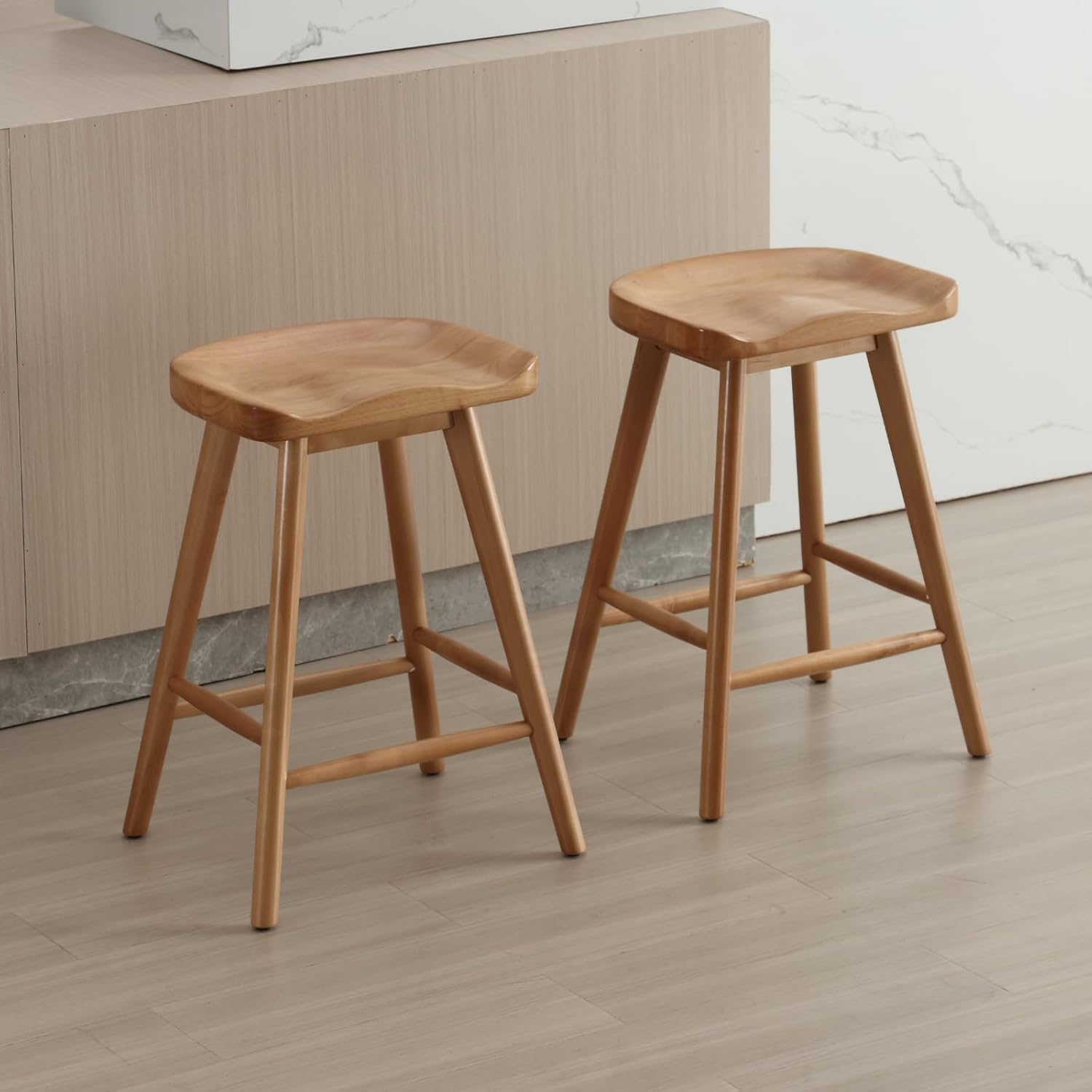 Backless Counter Stools Set of 2, Modern 24.25" Seat Height Low Bar Chairs