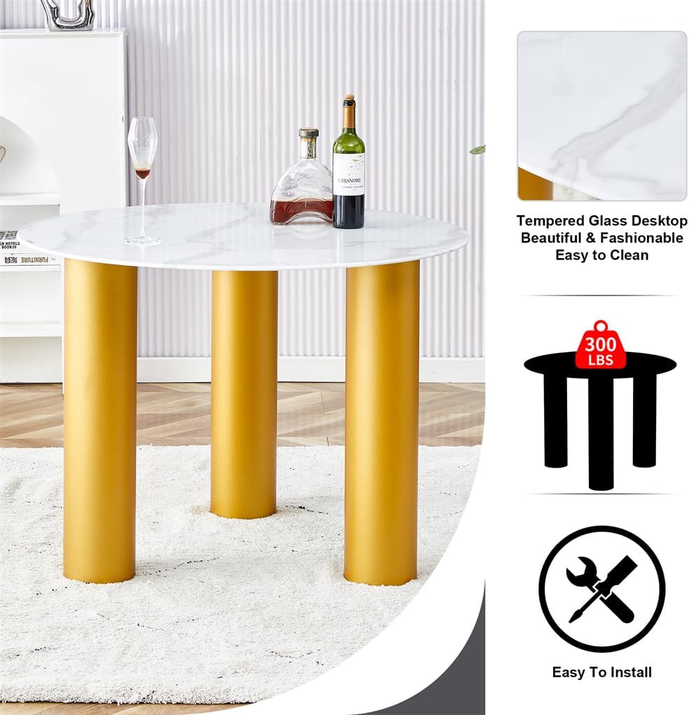 40'' Glass Dining Table for Small Space, Dining Room Table for 4,