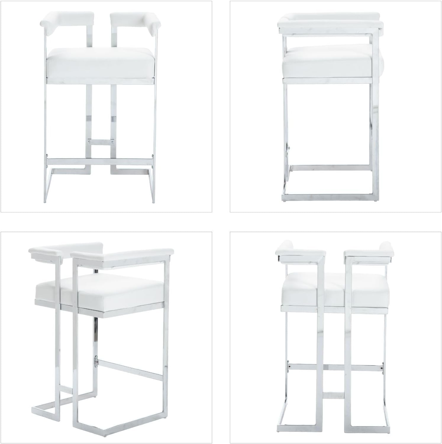 Modern Bar Stools Set of 2, 26" Counter Height Stool with Chrome Finish Metal