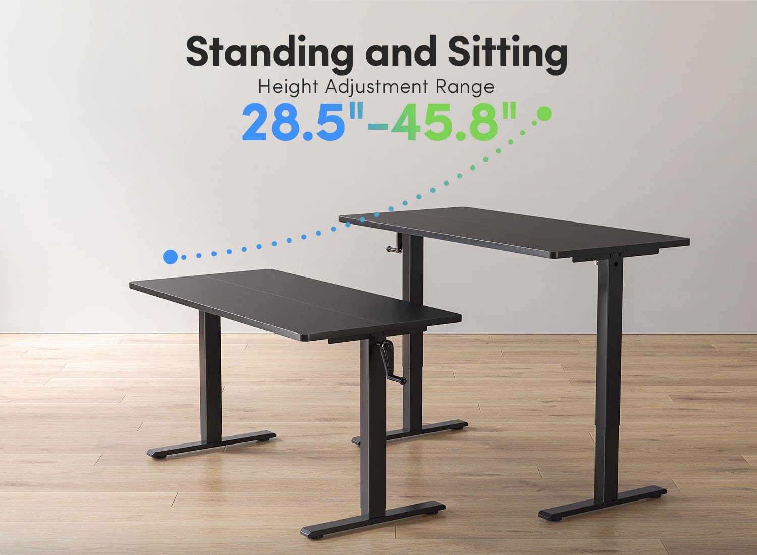 32" Whole Piece Crank Height Adjustable Desk, 32 Inches Manual Standing Desk
