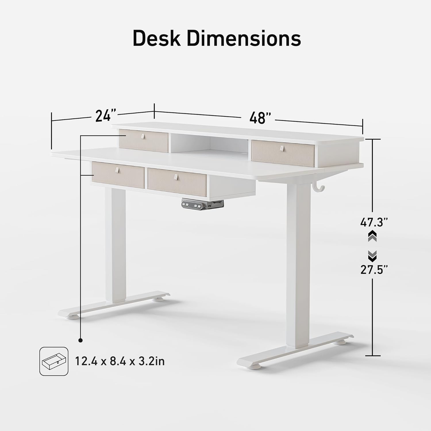 Sturdy Height Adjustable Electric Standing Desk with Drawers