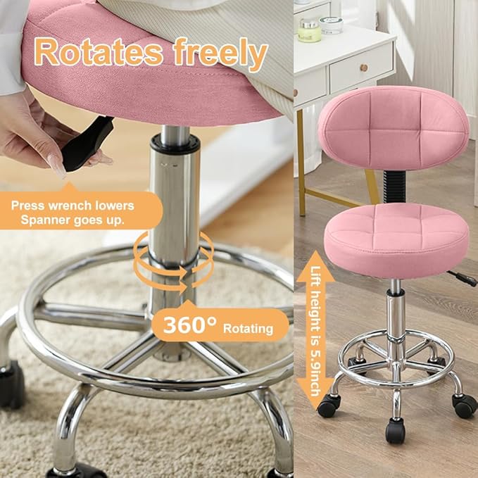 Modern Office Desk Chair Rolling Stool Computer Chair with Low Back Height Adjustable Work Home Salon Drafting Swivel Task Chair