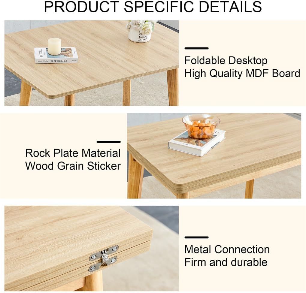 Folding Dining Table Set for 4, Space Saving Dining Table for Small Spaces