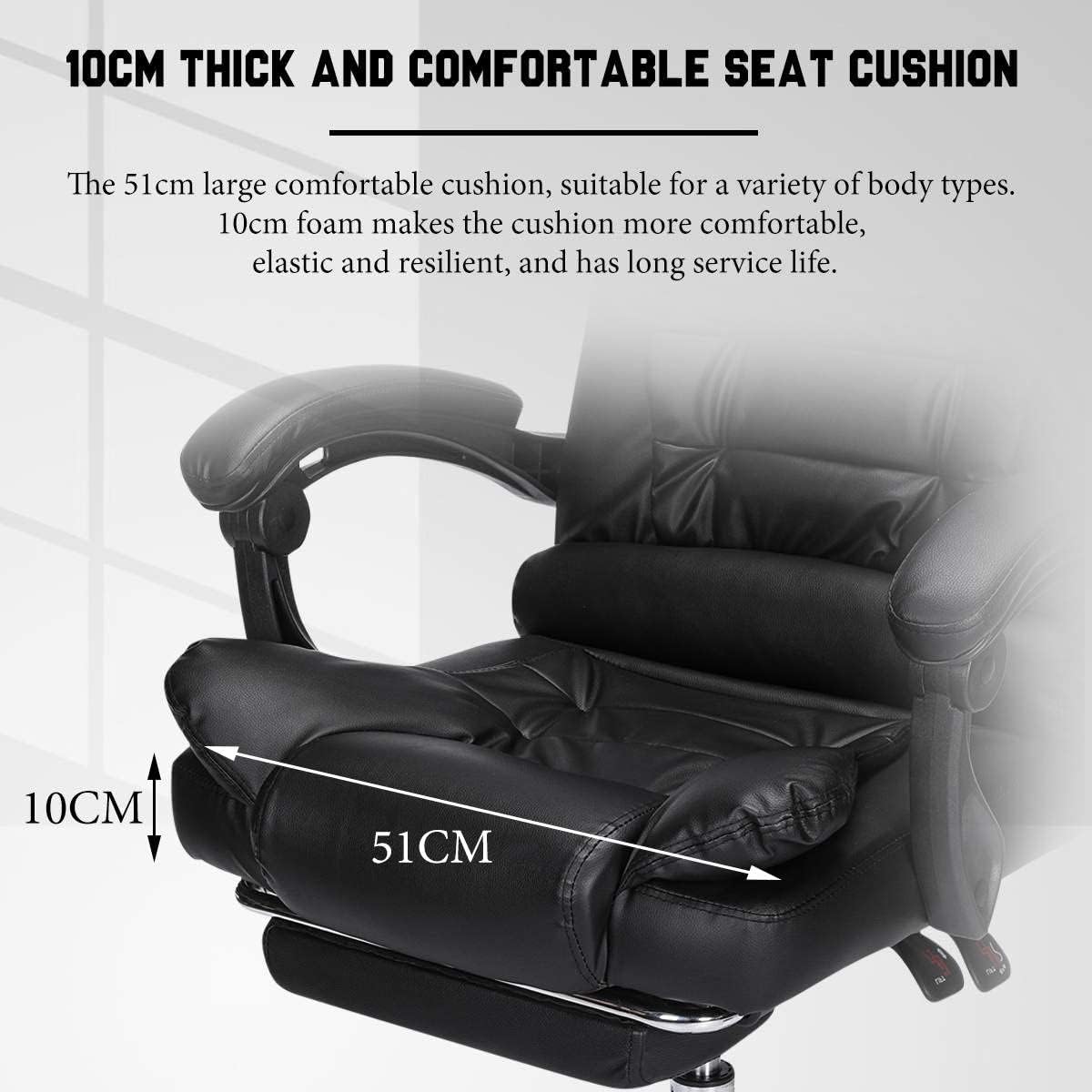Executive Office Chair, Height Adjustable Pu Leather Office Chair with Padded Armrests and Lumbar Support