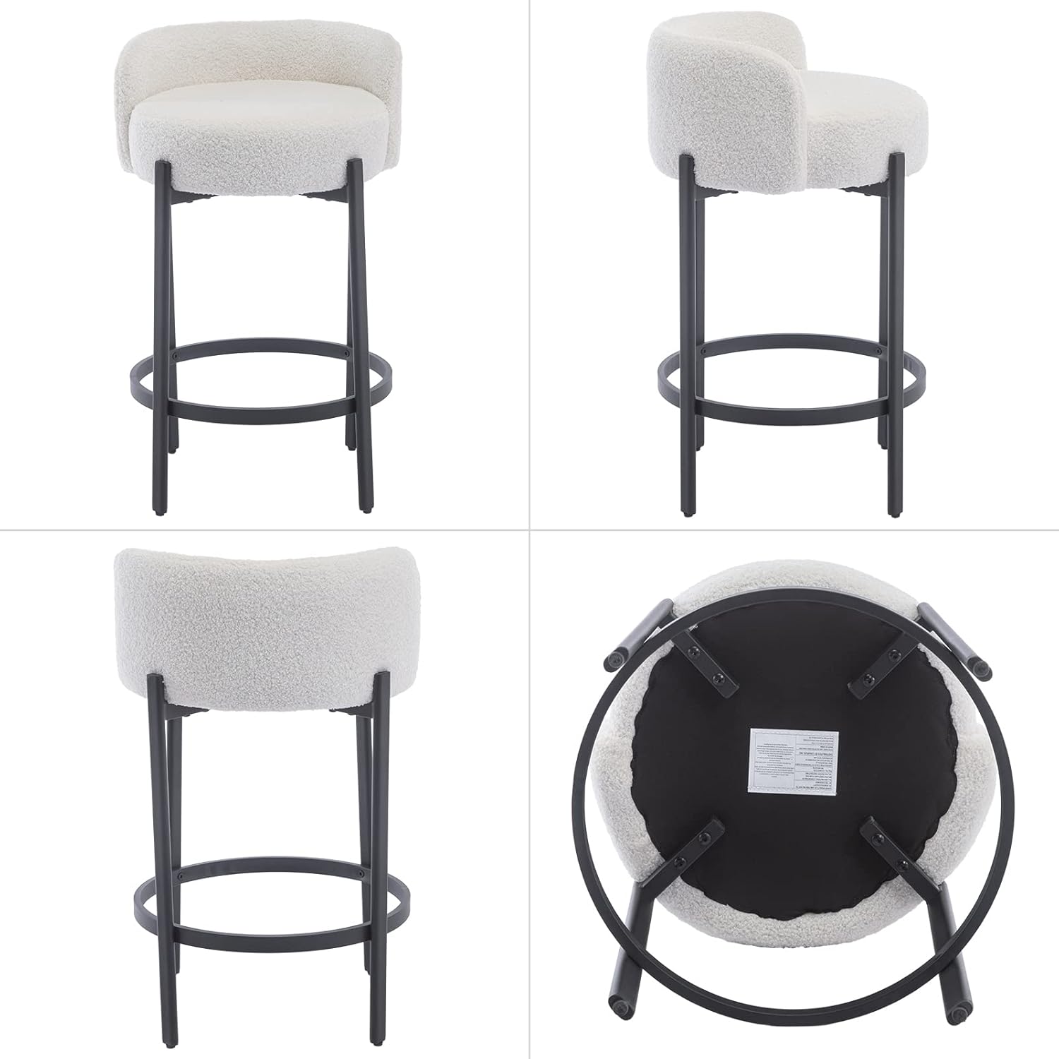 Counter Height Bar Stools 26" Round Barstools Set of 2