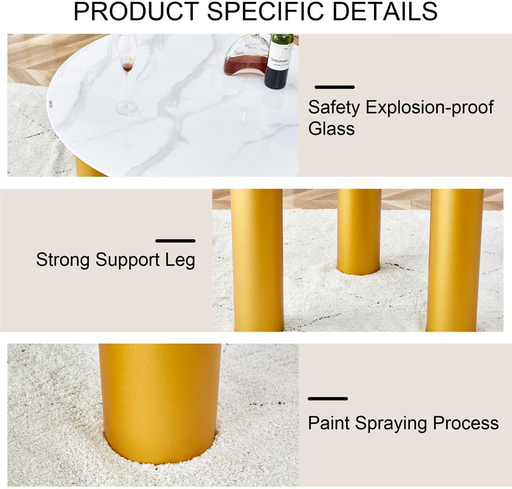 40'' Glass Dining Table for Small Space, Dining Room Table for 4,