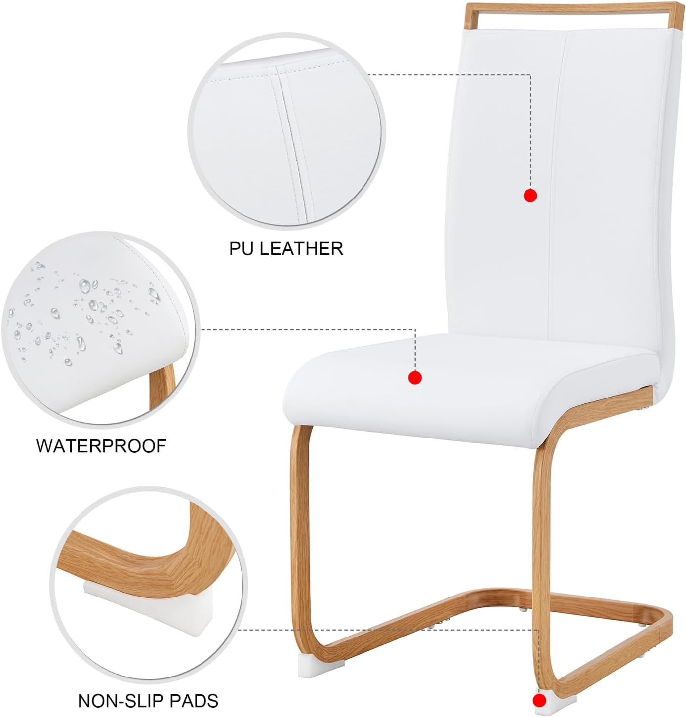 7-Piece Dining Table and Chair Set, Round Wooden Dining Set with Cushioned Chairs