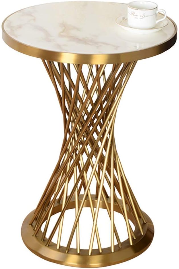 Small Round White Coffee Table Simple and Modern Marble Sofa Table