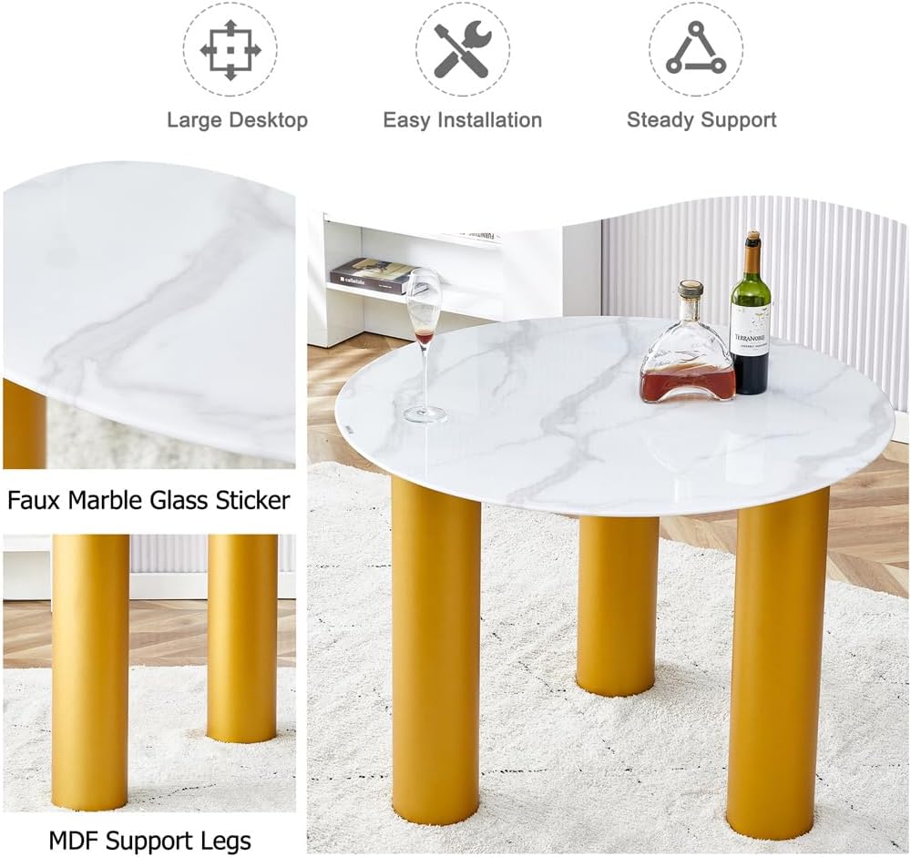 40'' Glass Dining Table for Small Space, Dining Room Table for 4,