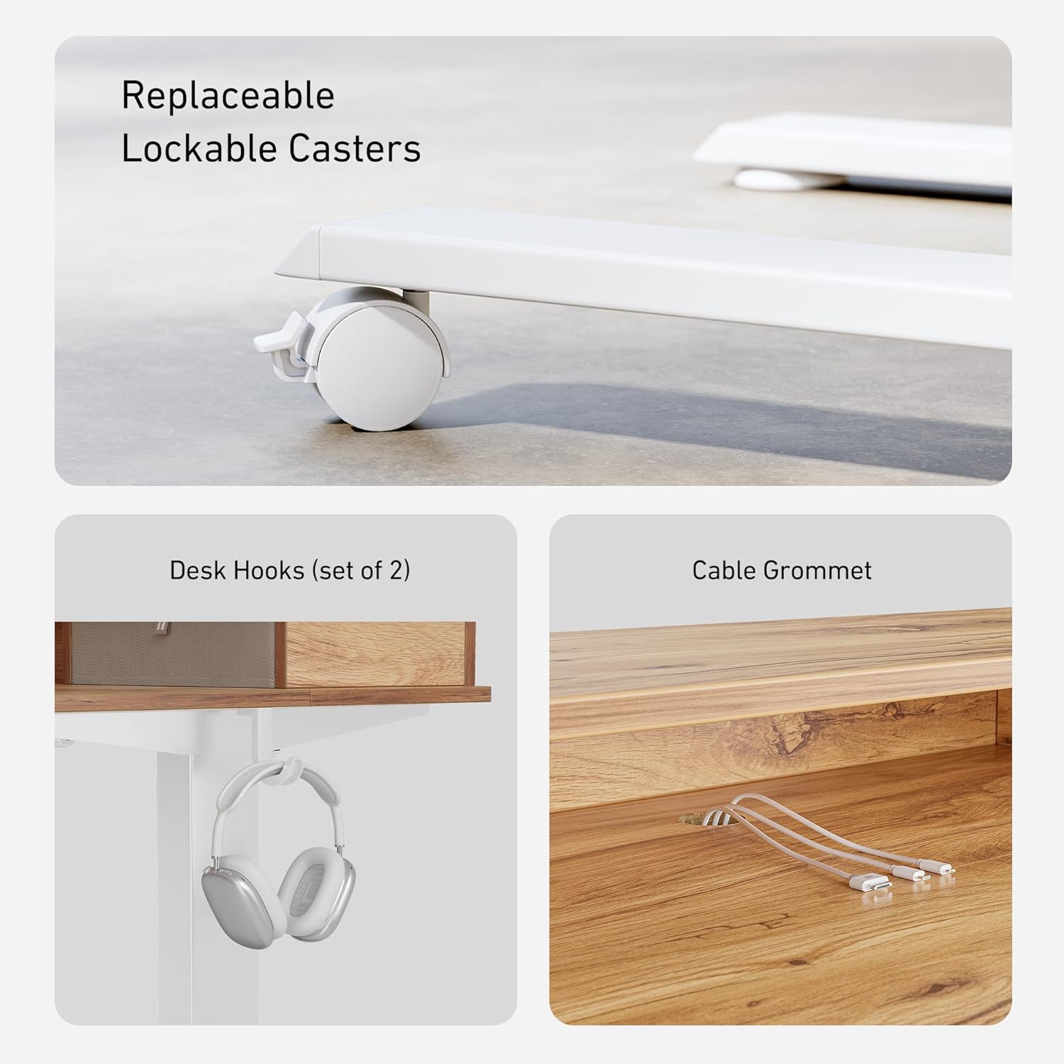 Sturdy Height Adjustable Electric Standing Desk with Drawers, 55 x 24 Inch Stand Up Table with Large Storage Shelf