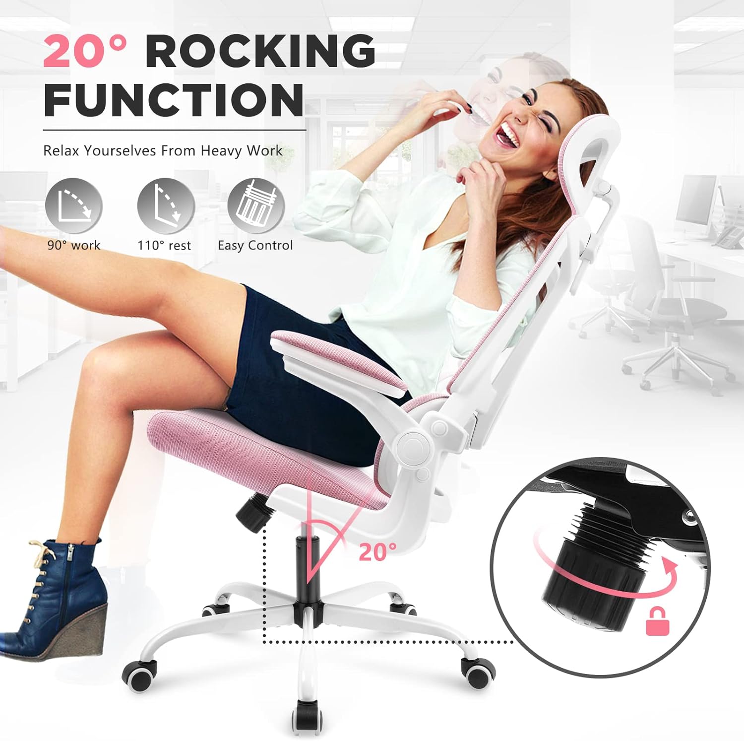 Mesh Office Chair with Adjustable Arms & Headrest