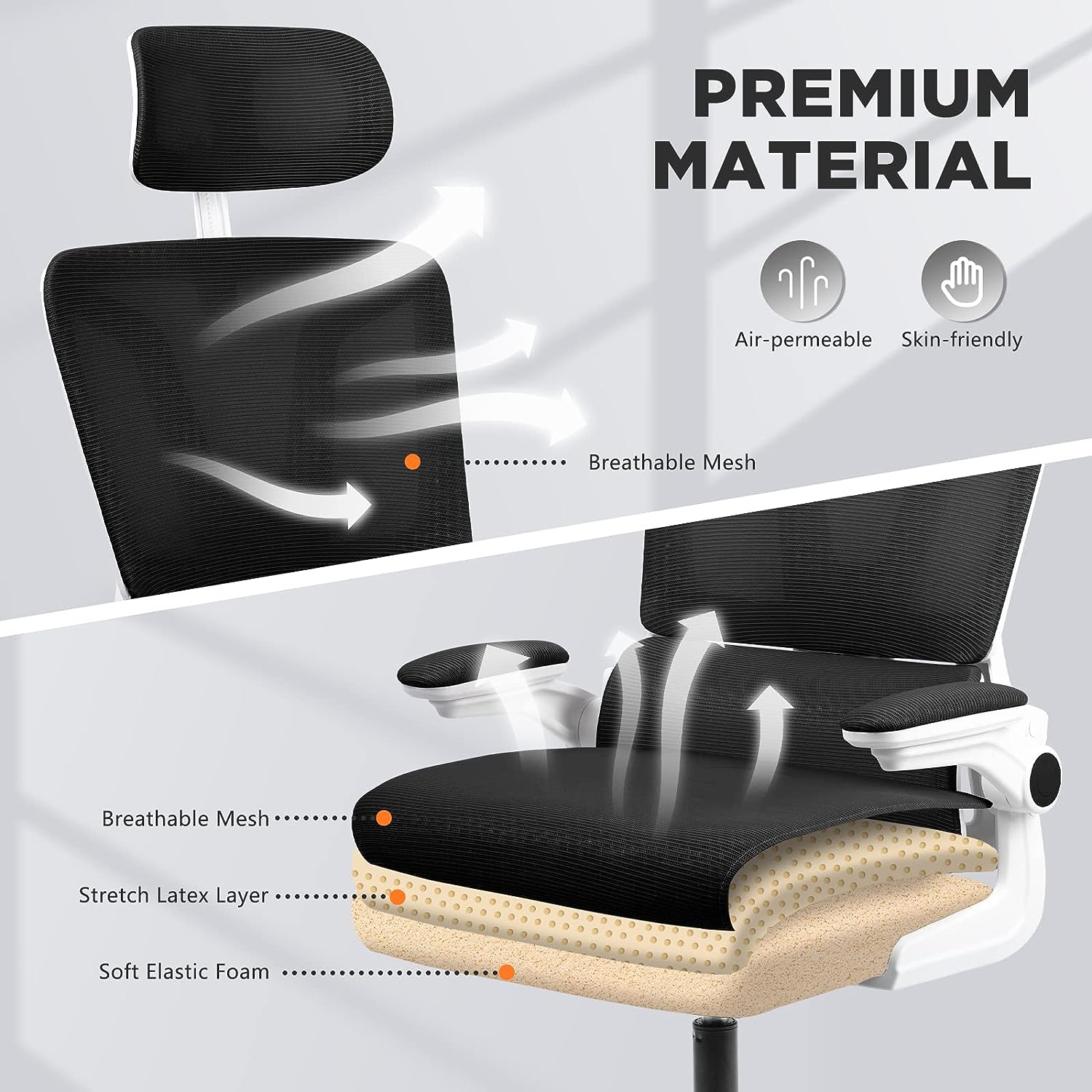 Black Ergonomic Office Chair with Lumbar Support Pillow