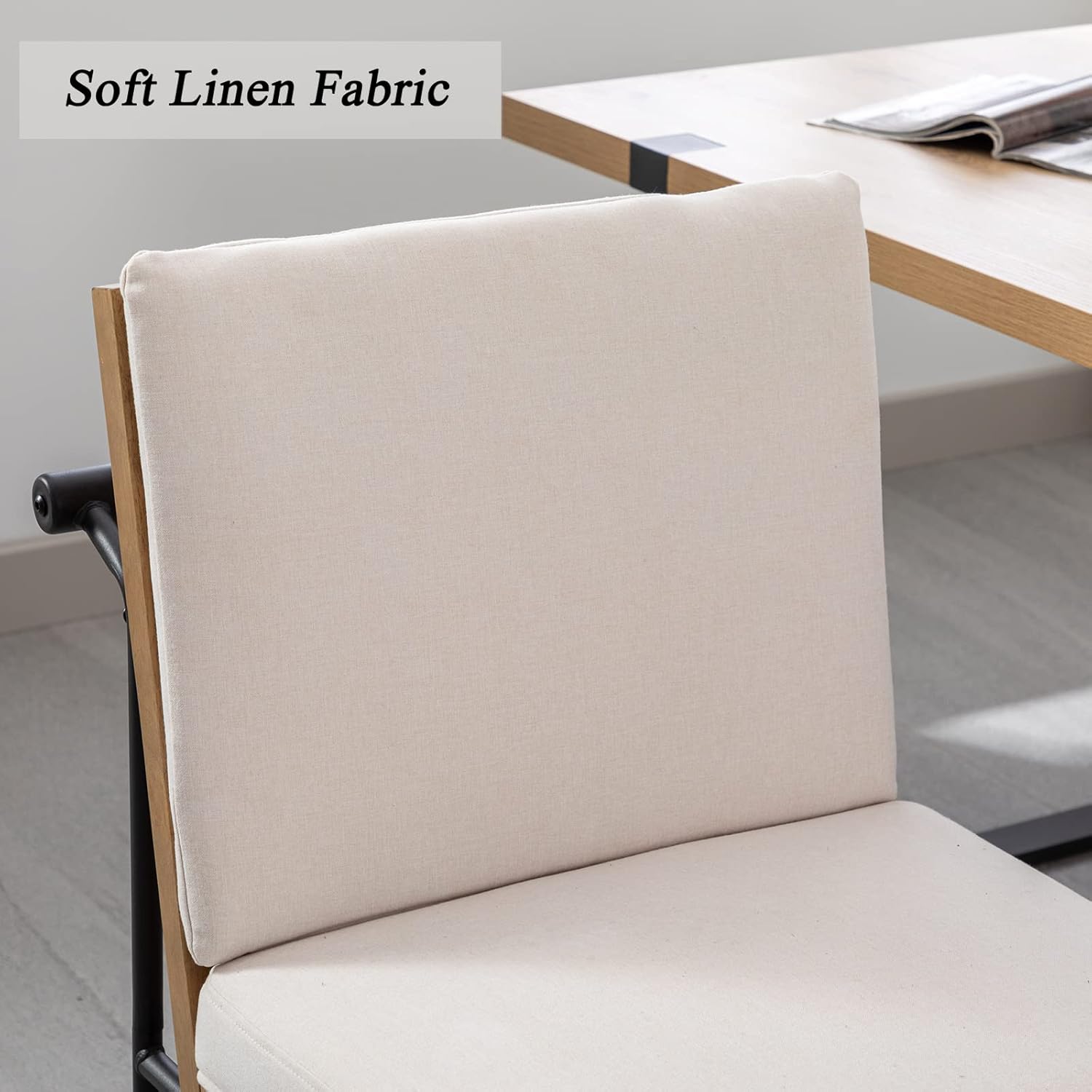 Mid-Century Modern Dining Chairs Set of 4, Linen Upholstered Side Chair