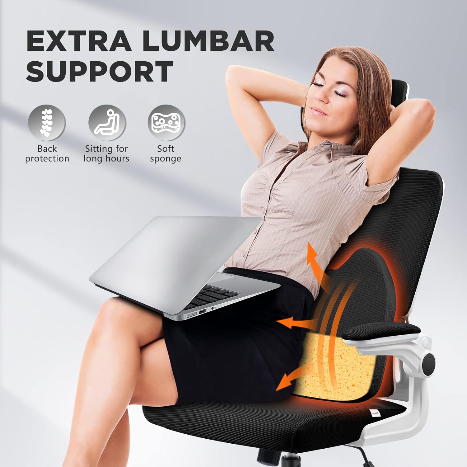 Black Ergonomic Office Chair with Lumbar Support Pillow