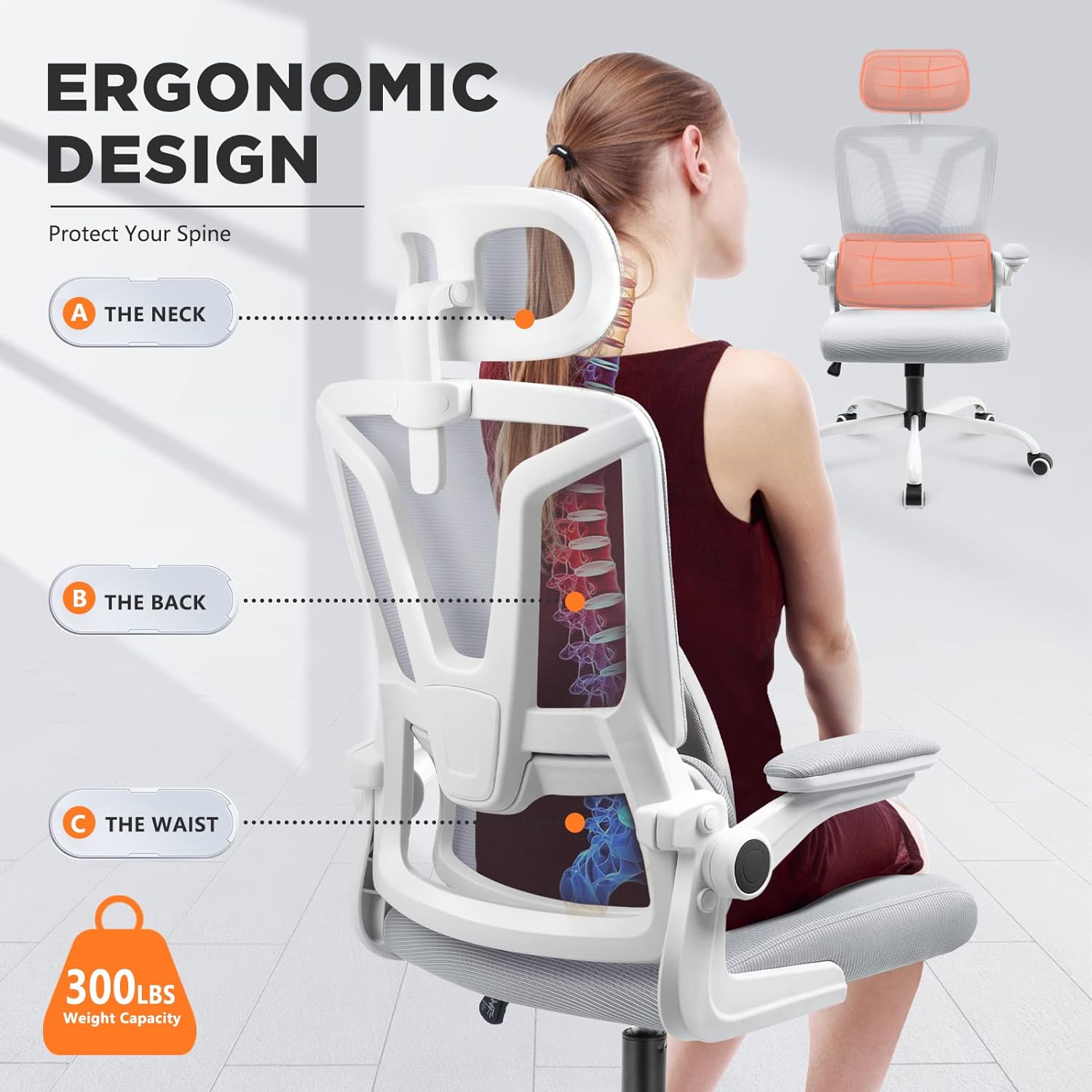 Ergonomic Office Chair with Lumbar Support Pillow