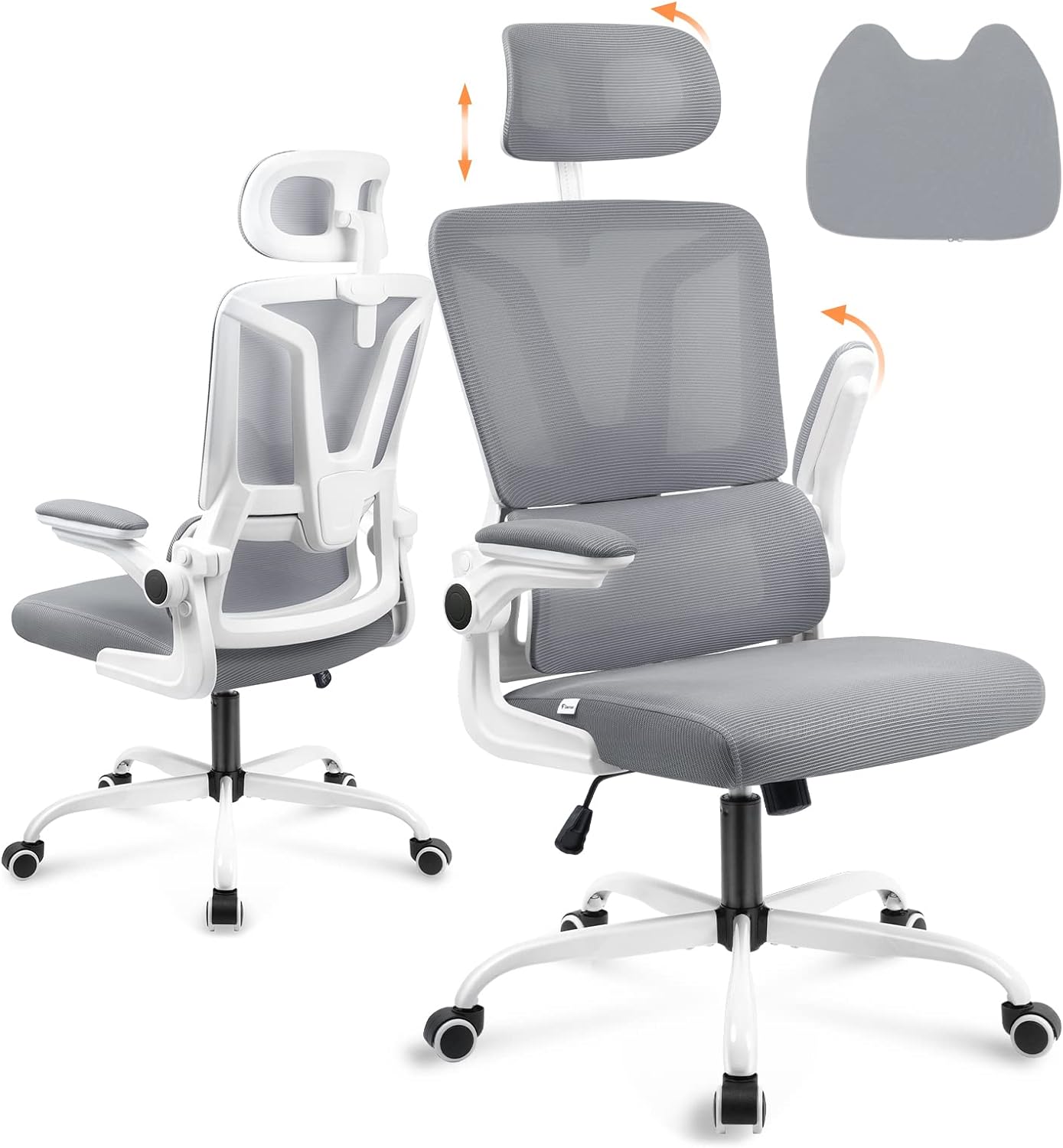 Mesh Office Chair with Headrest & Adjustable Arms