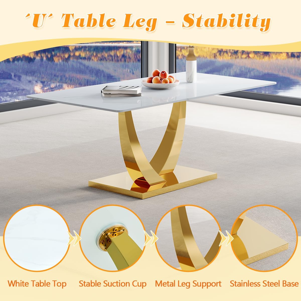 71'' Dining Table Set for 8, Modern Dining Table Set 8