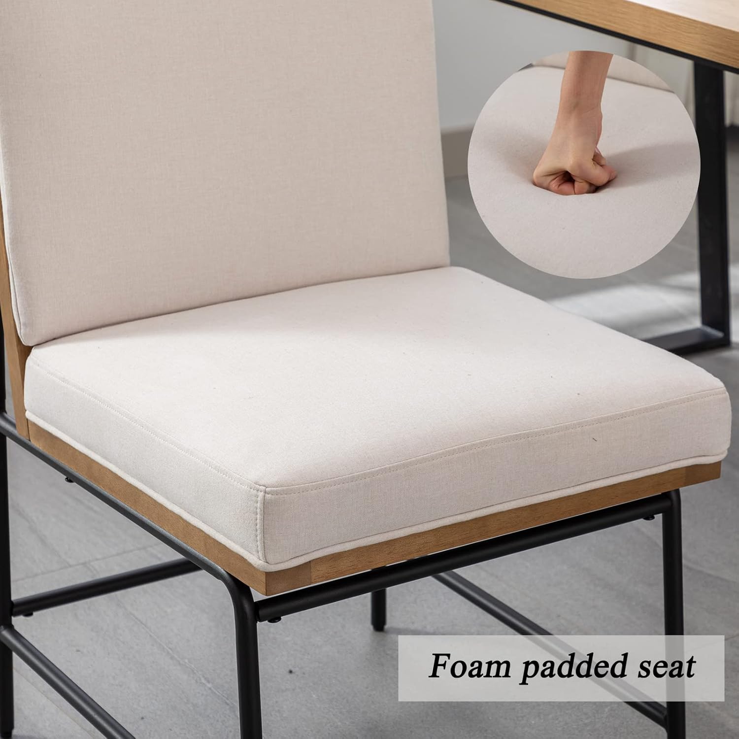 Mid-Century Modern Dining Chairs Set of 4, Linen Upholstered Side Chair