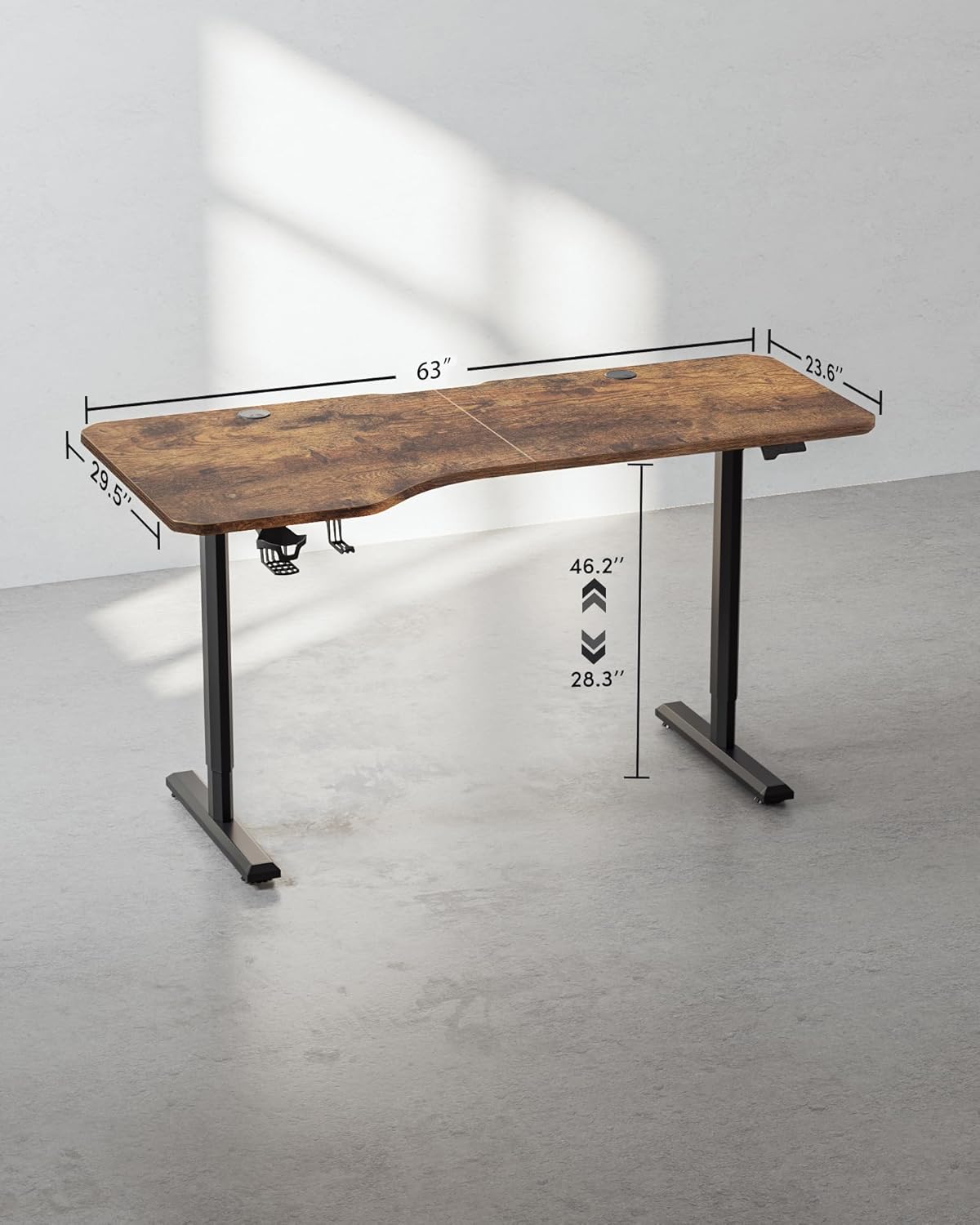 63"x28" L Shaped Standing Desk, Electric Stand up Height Adjustable Home Office Table