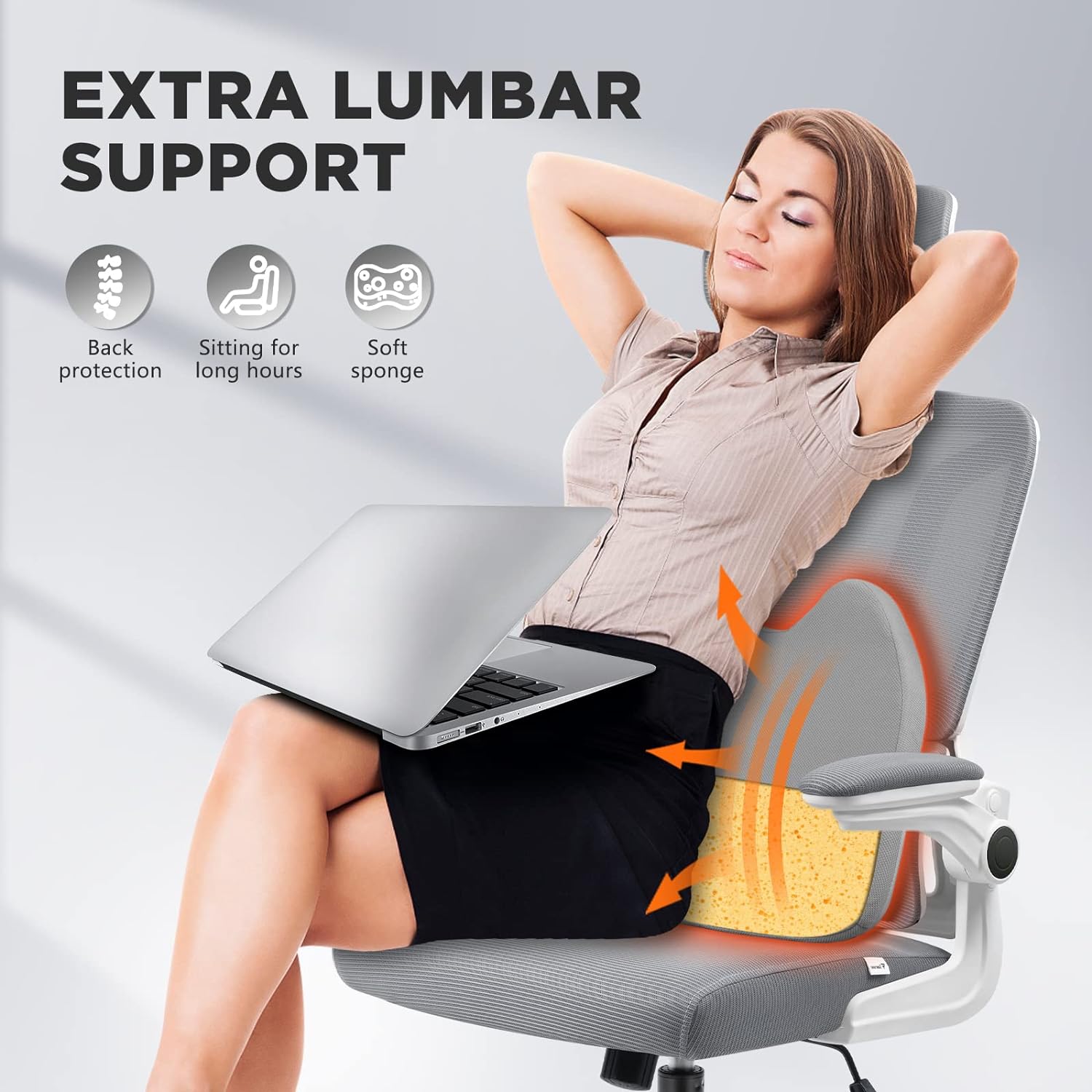 Mesh Office Chair with Headrest & Adjustable Arms