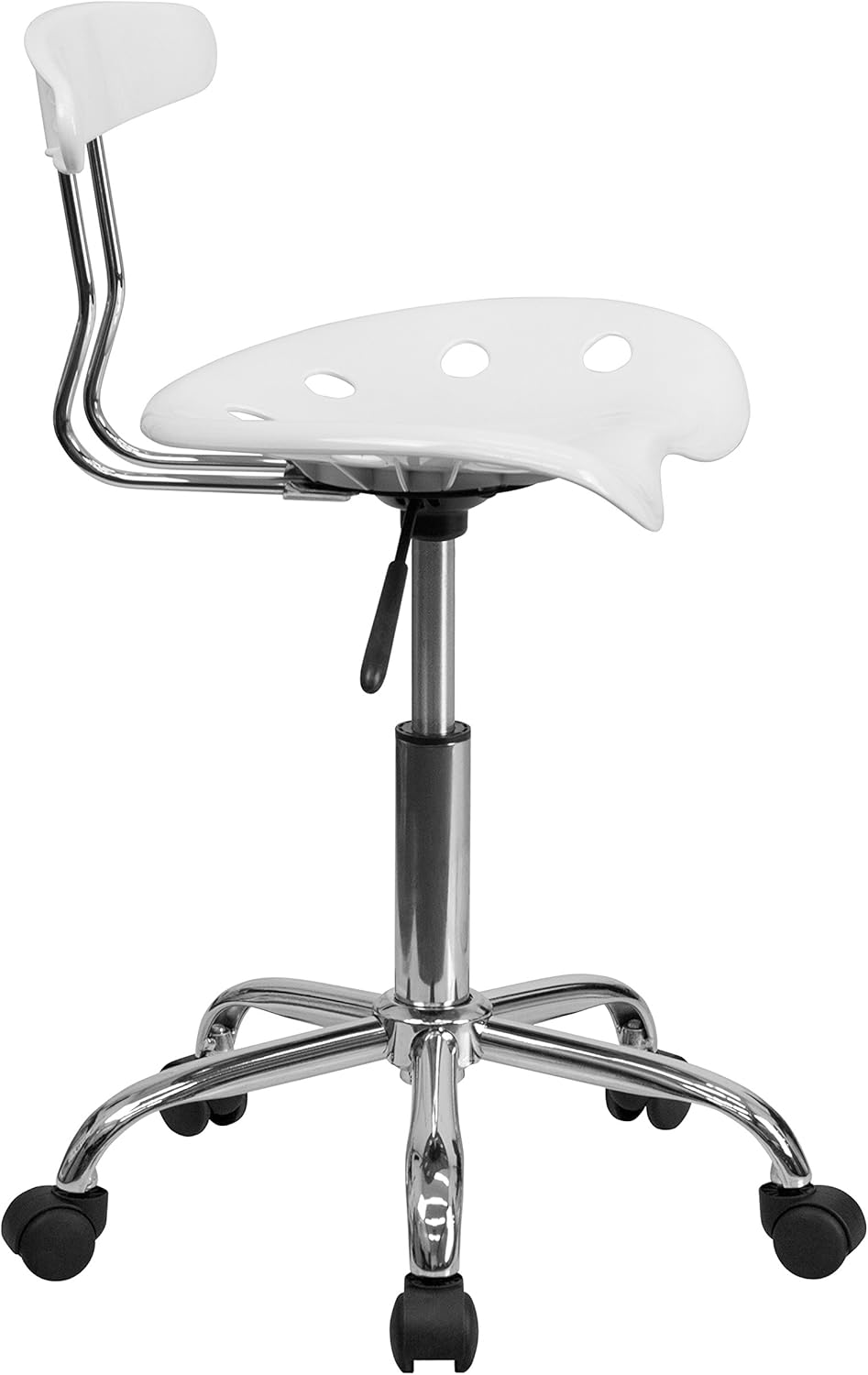 White and Chrome Swivel Task Office Chair with Tractor Seat